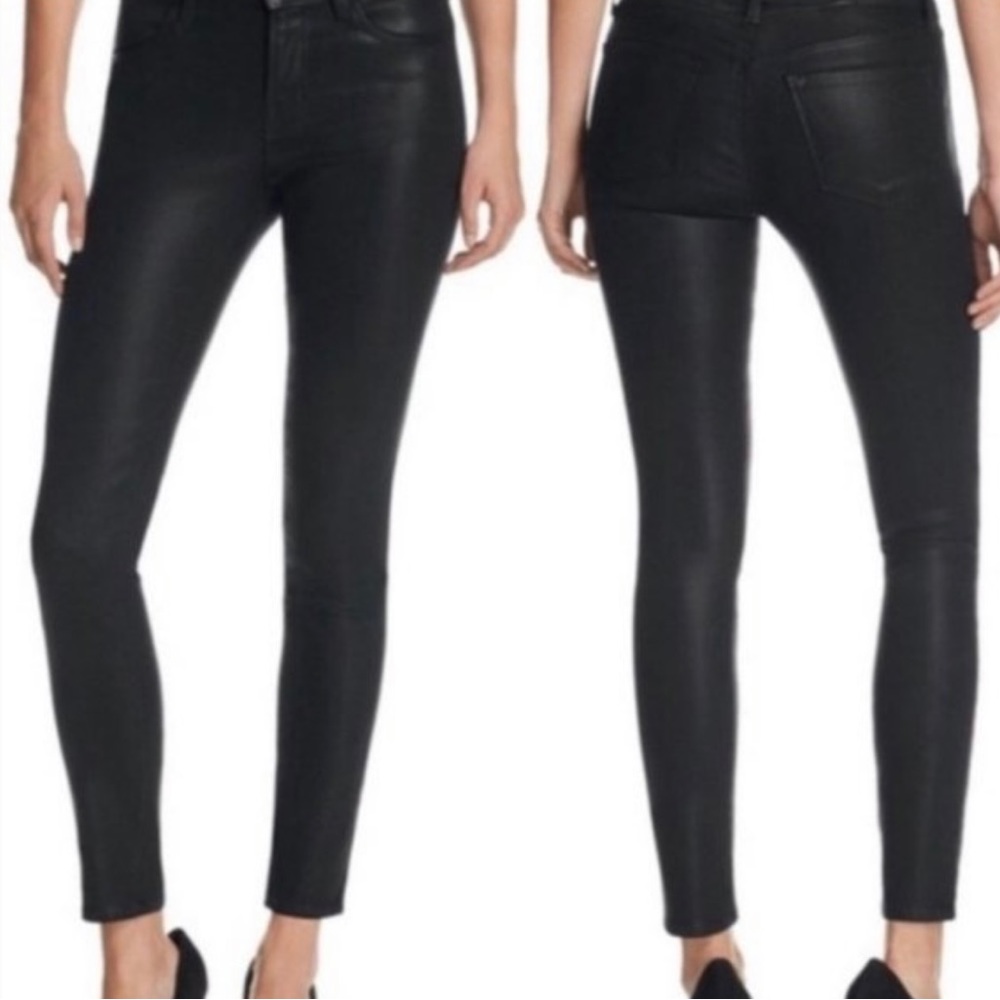 WOMENS J BRAND LACQ BLACK SUPER SKINNY JEANS SIZE. 28